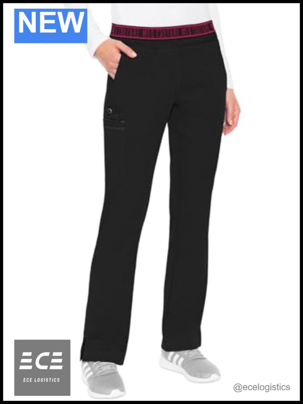 Women's Yoga Pull-On Scrub Bottoms Straight Leg 7 Pockets